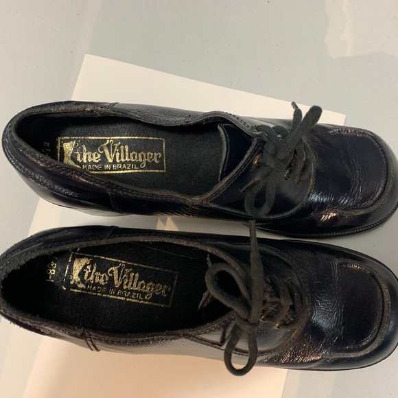 Vintage 1970s The Villager Brand Platform Women's Dark Blue Leather Shoe… - Picture 6 of 9